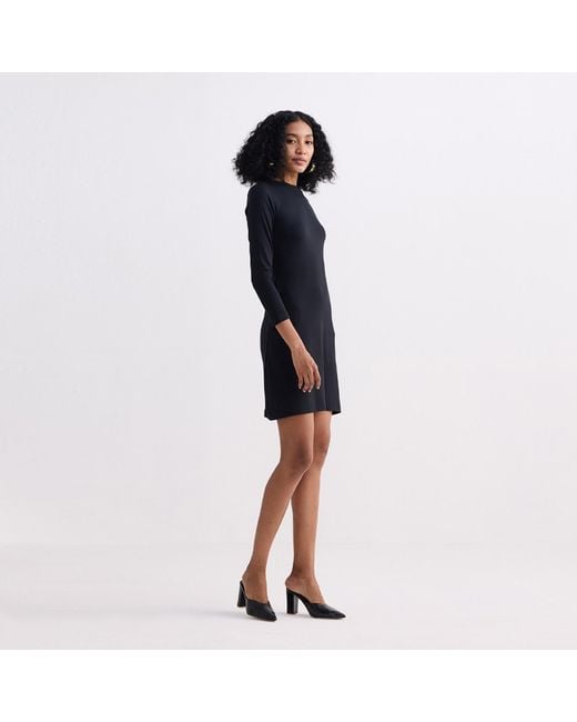 REISTOR Black Long Sleeves Fitted Short Dress
