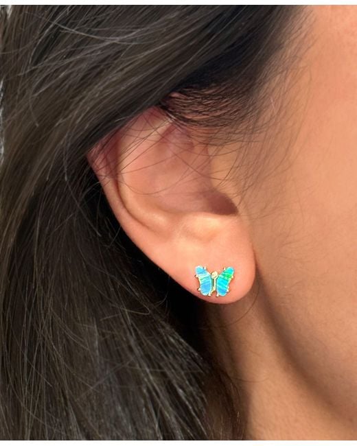 KAMARIA Blue Opal Butterfly Stud Earrings
