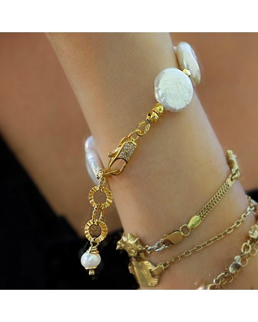 Mineralgems•Studio Metallic Bracelet With Flat Pearls