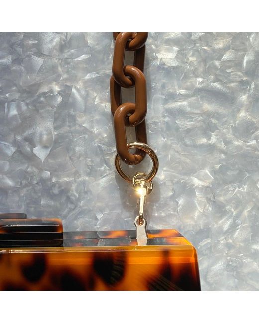 CLOSET REHAB Black Chain Link Short Acrylic Purse Strap In Chocolate