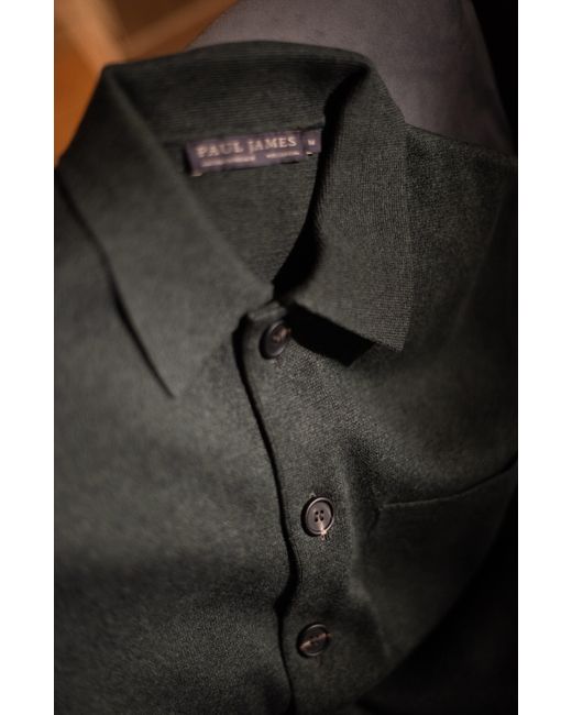 Paul James Knitwear Green Midweight Cotton Benjamin Work Shirt for men