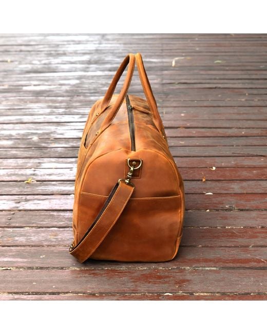 Touri Brown Genuine Leather Duffel for men
