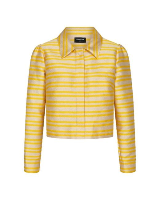 Marianna Déri Yellow Stripe Cropped Jacket