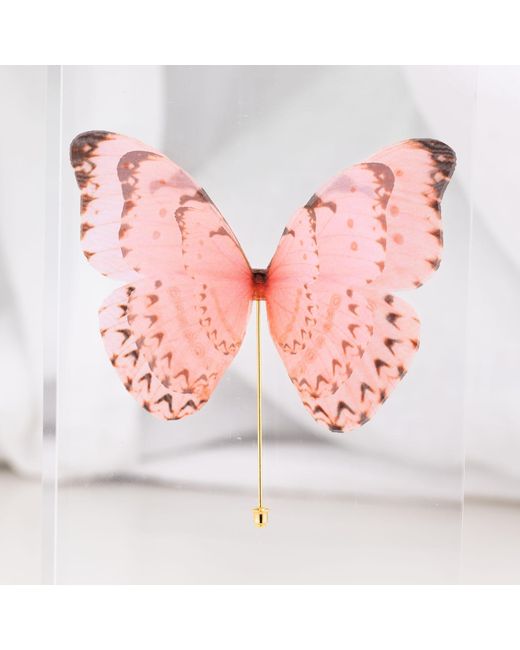 Oana Savu Pink Silk Butterfly Brooch Pin Fairy Goddess Accessory