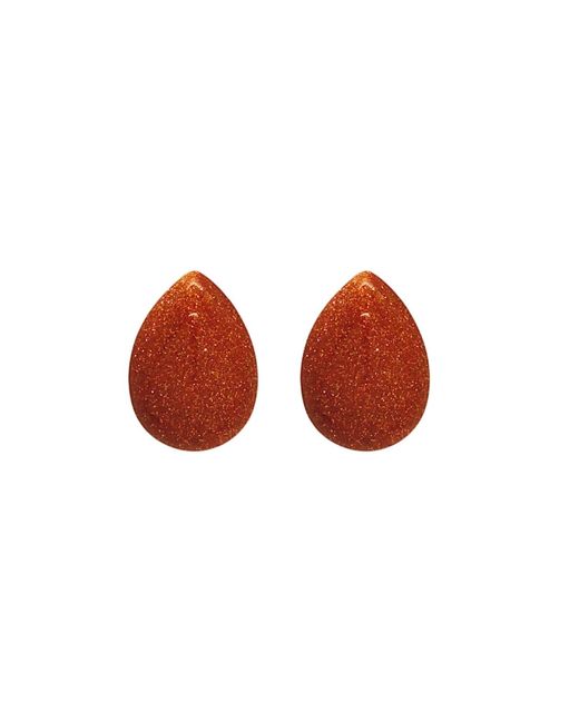 VALERIE CHIC Brown Sparkle Sea Droplet Stone Stud Earrings