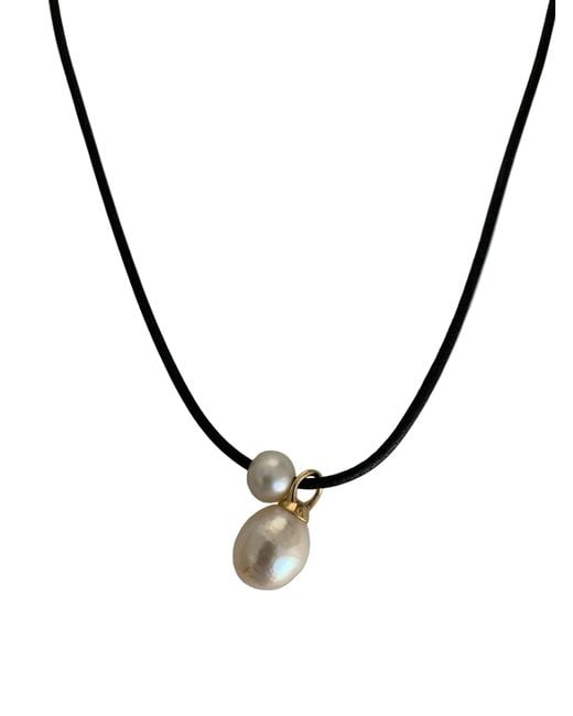 Florentis Jewellery Metallic Asymmetrical Leather & Pearl Necklace