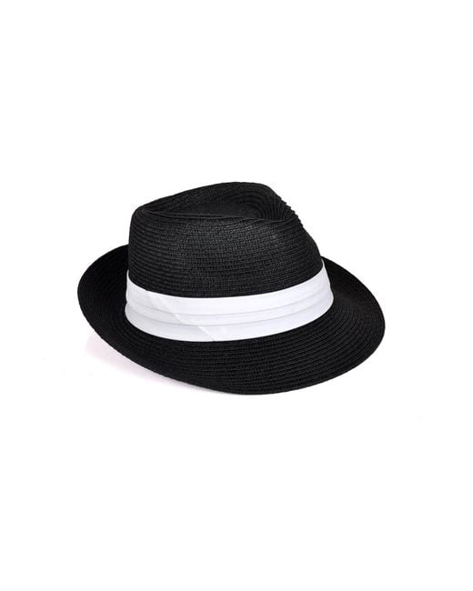 DAVID WEJ Black Hugo Trilby Straw Hat for men