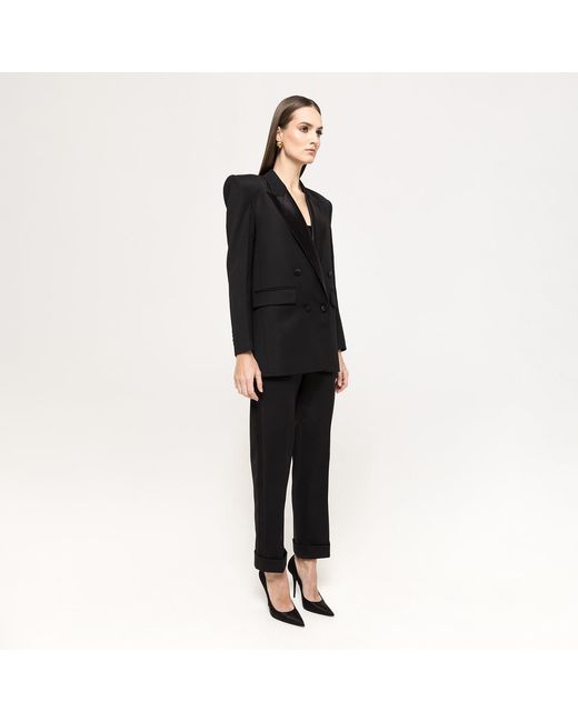 Nissa Black Tailored Wool Pants