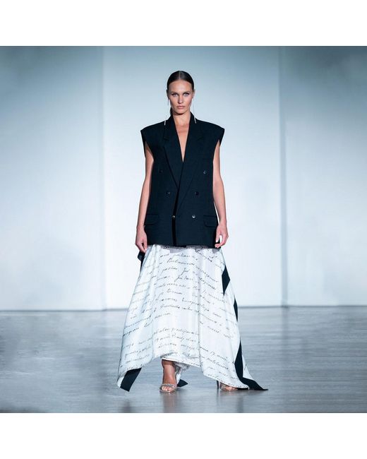 Laura Daili Gray Silk Maxi Skirt