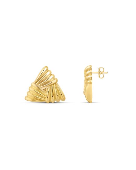 SHYMI Yellow Textured Triangle Statement Studs