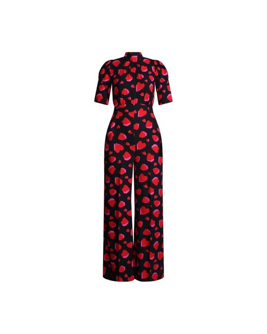 Closet Red Chelsea Heart Print Jumpsuit