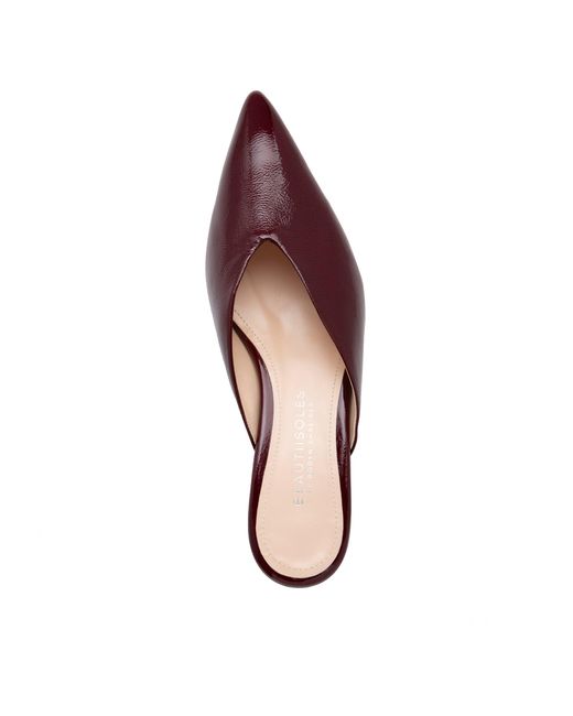 Beautiisoles by Robyn Shreiber Made in Italy Red Gal Burgundy Leather Mule With Low Heel Comfortable For Evening & Day Wear