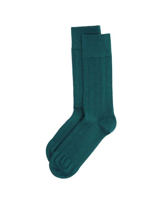 Peper Harow - Made in England Green Indulgent Cashmere Socks for men