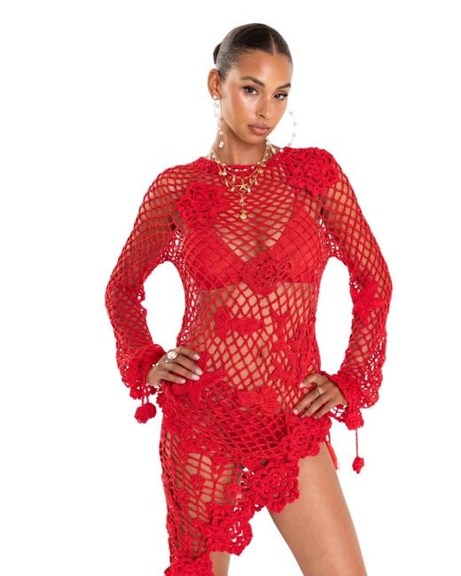 Andreeva Red Cherry Handmade Crochet Top & Cover-Up