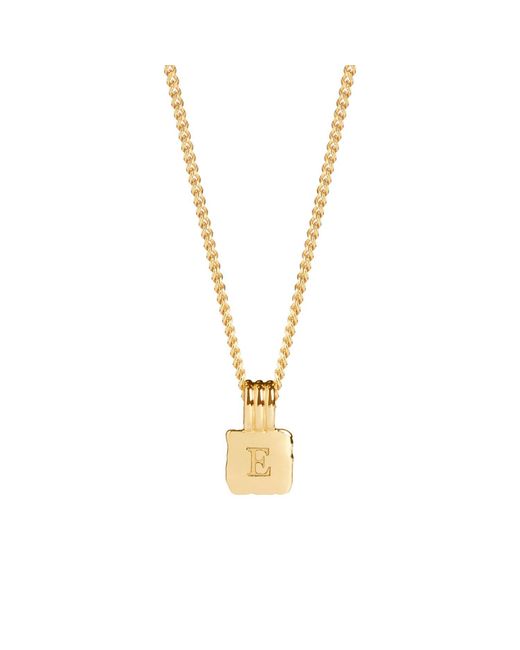 Muru Metallic Mini Initial Square Charm Necklace