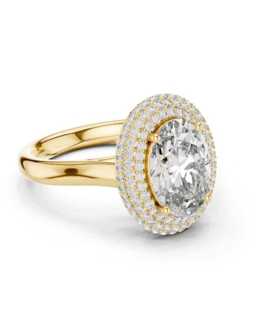 Aya Fine Jewelry Metallic 2.50 Ct Oval Lab Grown Diamond Double Halo Engagement Ring