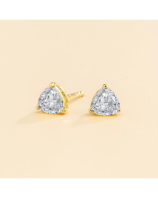 Juvetti Metallic Trillion Diamond Solitaire Stud Earrings