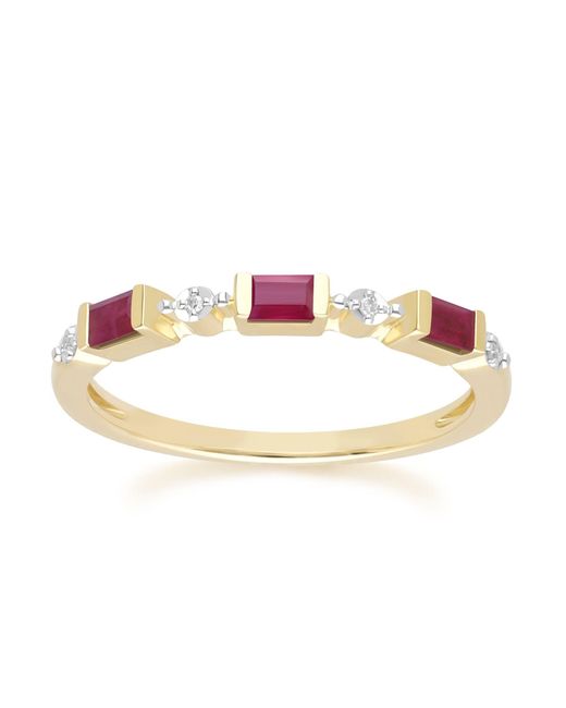 Gemondo Pink Classic Baguette Ruby & Diamond Eternity Ring