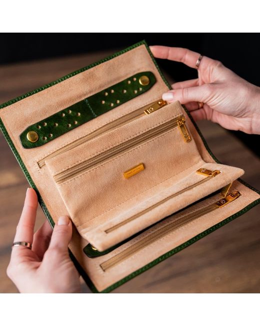 Time Resistance Green Leather Jewelry Case
