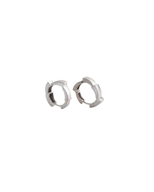 Gutta Design White Big Rung Earring Rhodium Plated