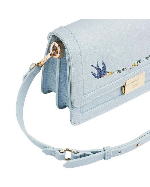 Fable England Blue Bird Embroidered Foldover Bag