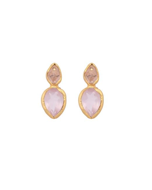 Opium Jewels Pink Marquise Double Drop Studs