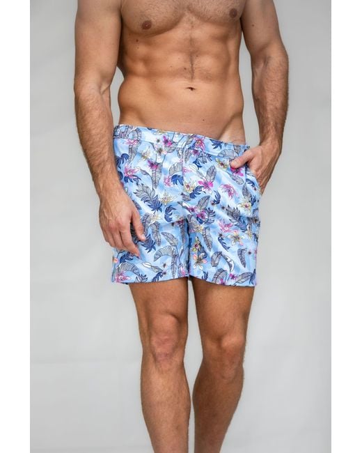 Lords of Harlech Blue Pool Falling Flowers Swim Short for men