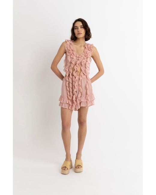 Amy Lynn Pink Paola Ruffle Chiffon Top