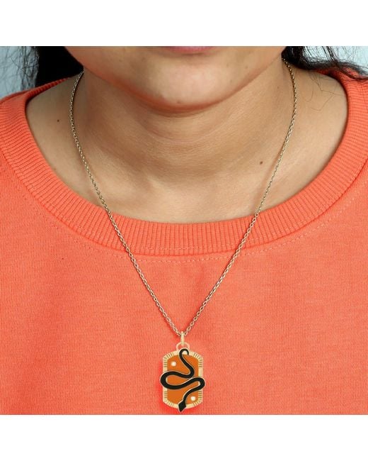 Artisan Metallic Diamond Snake Enamel Pendant