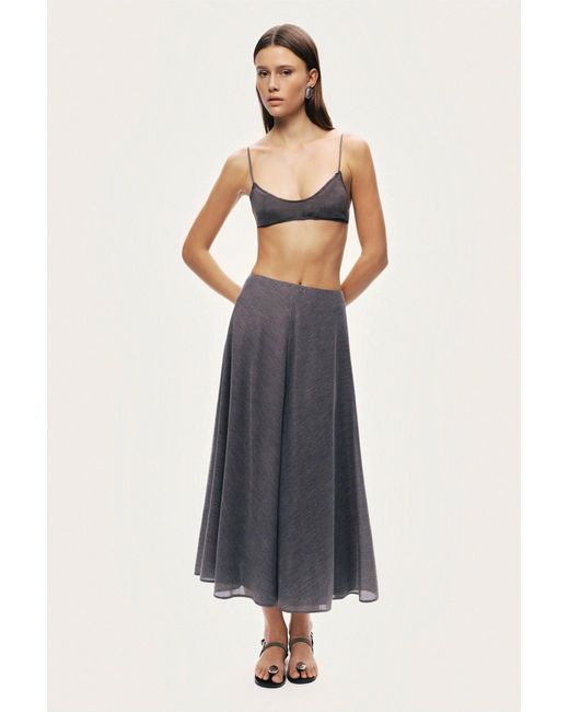 Nocturne Gray Flowing Midi Skirt