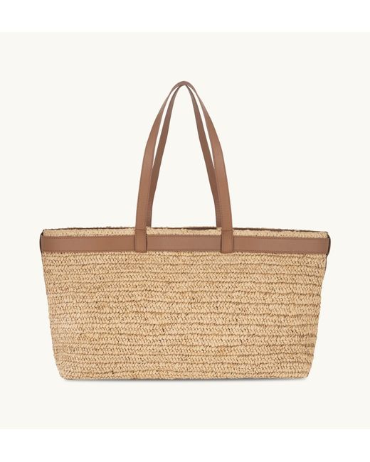 Apatchy London Natural The Esme Raffia Tote Bag With Tan Leather Trim