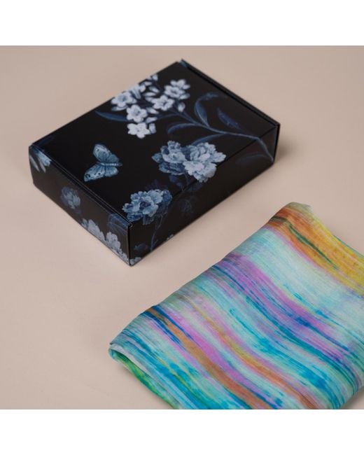 Silk and Bears Blue Pastel Brushstroke Silk Scarf – Hand-Dyed Mulberry Silk