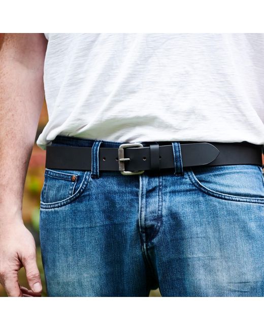 VIDA VIDA Gray Handmade Leather Jeans Belt for men