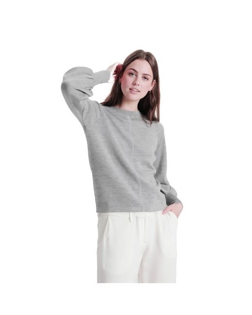 tirillm Gray Alison Merino Wool Sweater With Puffed Sleeves