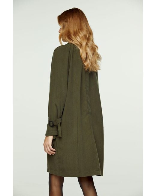 Conquista Green Neutrals Khaki Pocket Detail Tencel Dress