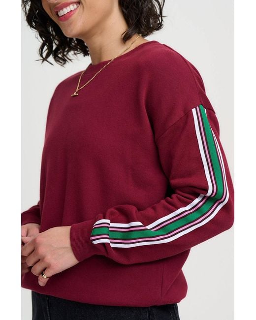 Sugarhill Red Magda Sweatshirt Oxblood Stripe
