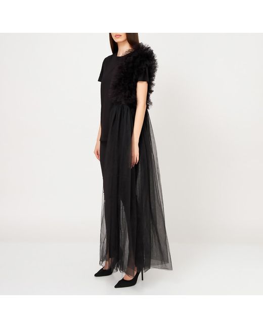 LIA ARAM Black Layered Tulle Tee