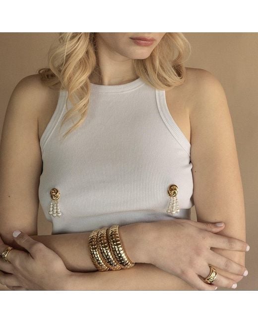 Zepplin the Label Metallic Celeste Earrings – Sculptural Pearls Earrings