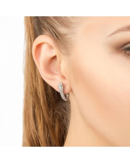Latelita London White Snake Huggie Hoops Silver