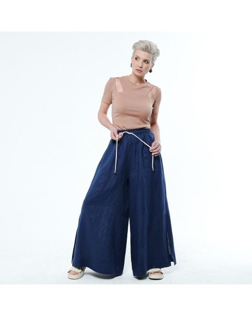 Metamorph Blue Palazzo Linen Pants