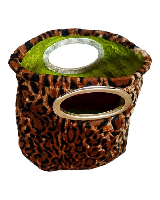 Romer Millinery Green Morphy Moldable Leopard Print Velvet Clutch With Handles