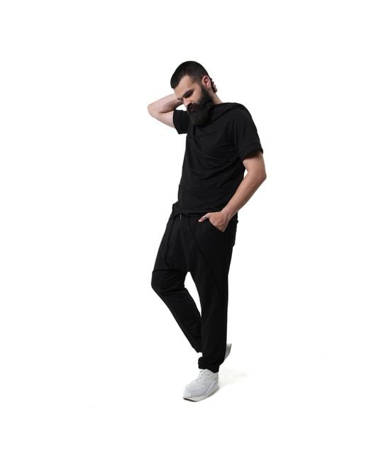 Metamorph Black Short Sleeve Hooded Top for men