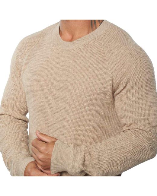 Weston Jon Boucher Natural Valen Waffle Knit Cashmere And Wool Fitted Lightweight Sweater for men