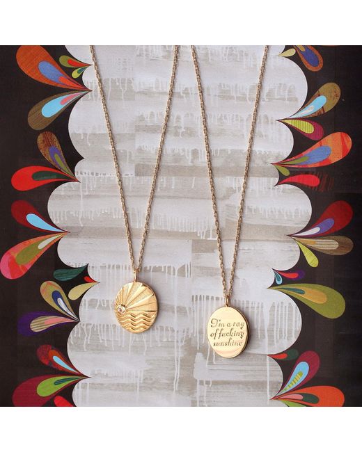 Kris Nations Metallic Ray Of Sunshine Charm Necklace Vermeil