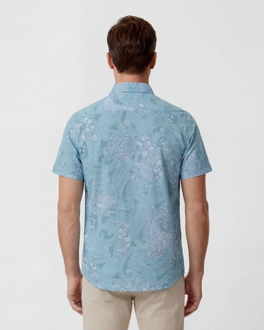 Lords of Harlech Blue Todd Paisley Explosion Knit Shirt for men