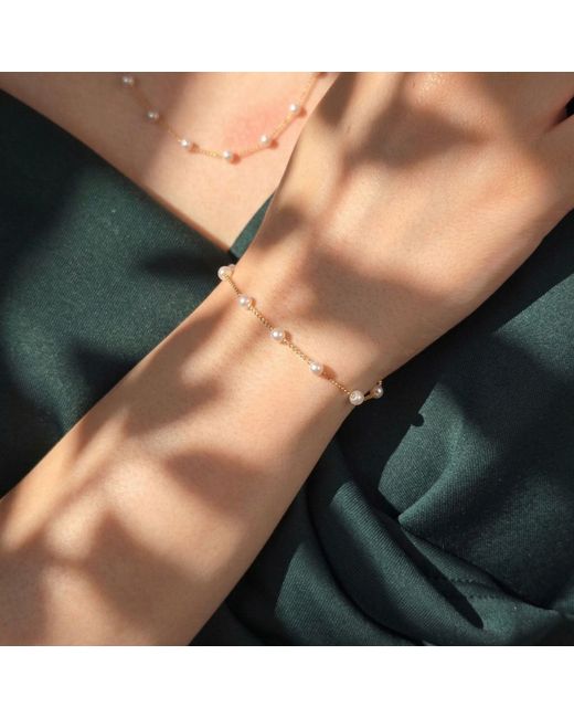Harfi Metallic 18Ct Vermeil Plated Essential Pearl Bracelet