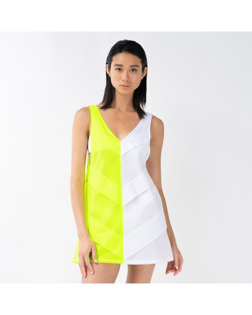 Kim Foley Yellow Neon- Chevron Beach Cover-Up Athletic Mesh Dress