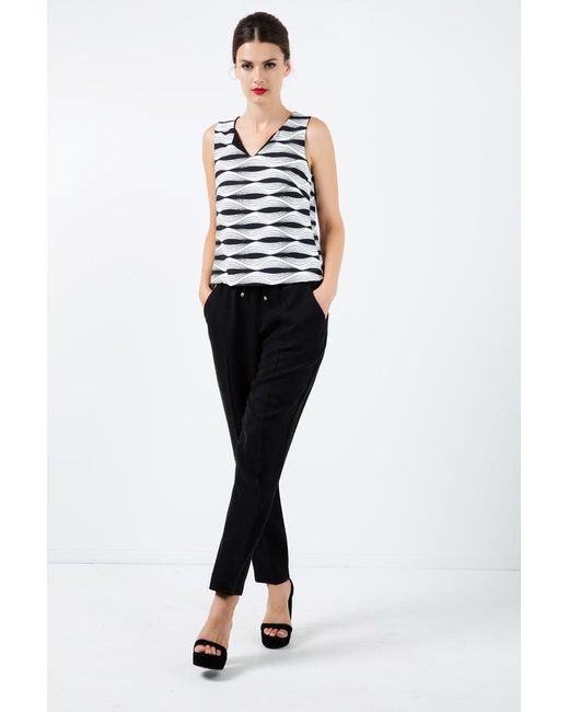 Conquista Black Long Pants With Tie Detail
