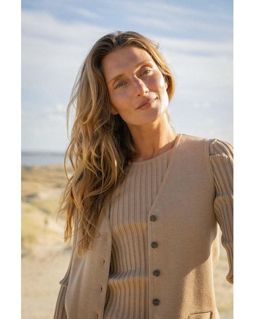SALANIDA Natural Neutrals Galante Knitted 100% Merino Waistcoat