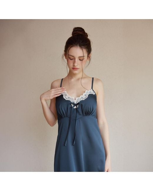 Luna Luz Blue Clara Silk-Satin Slip & Robe Set